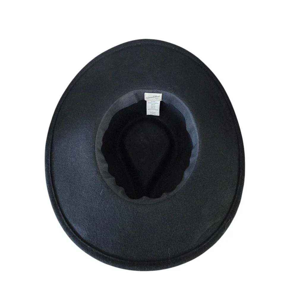 Universal Thread Co. Black Wide Brim Wool Fedora Hat‎ Brass Accents UNISEX